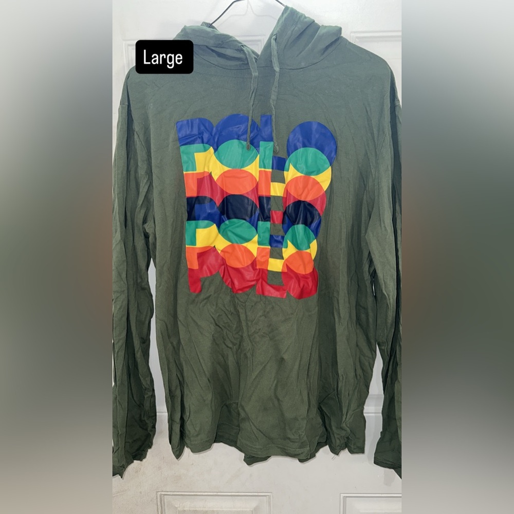 Polo Green Hoodie with Colorful Logo